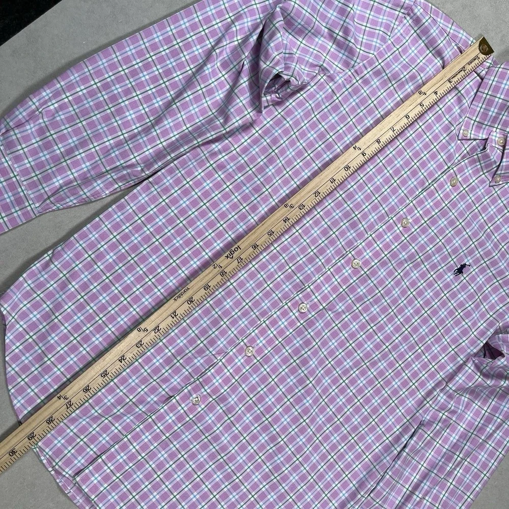 Polo Ralph Lauren Mens Pink Plaid Classic Fit Performance Shirt Sz Small Preppy‎